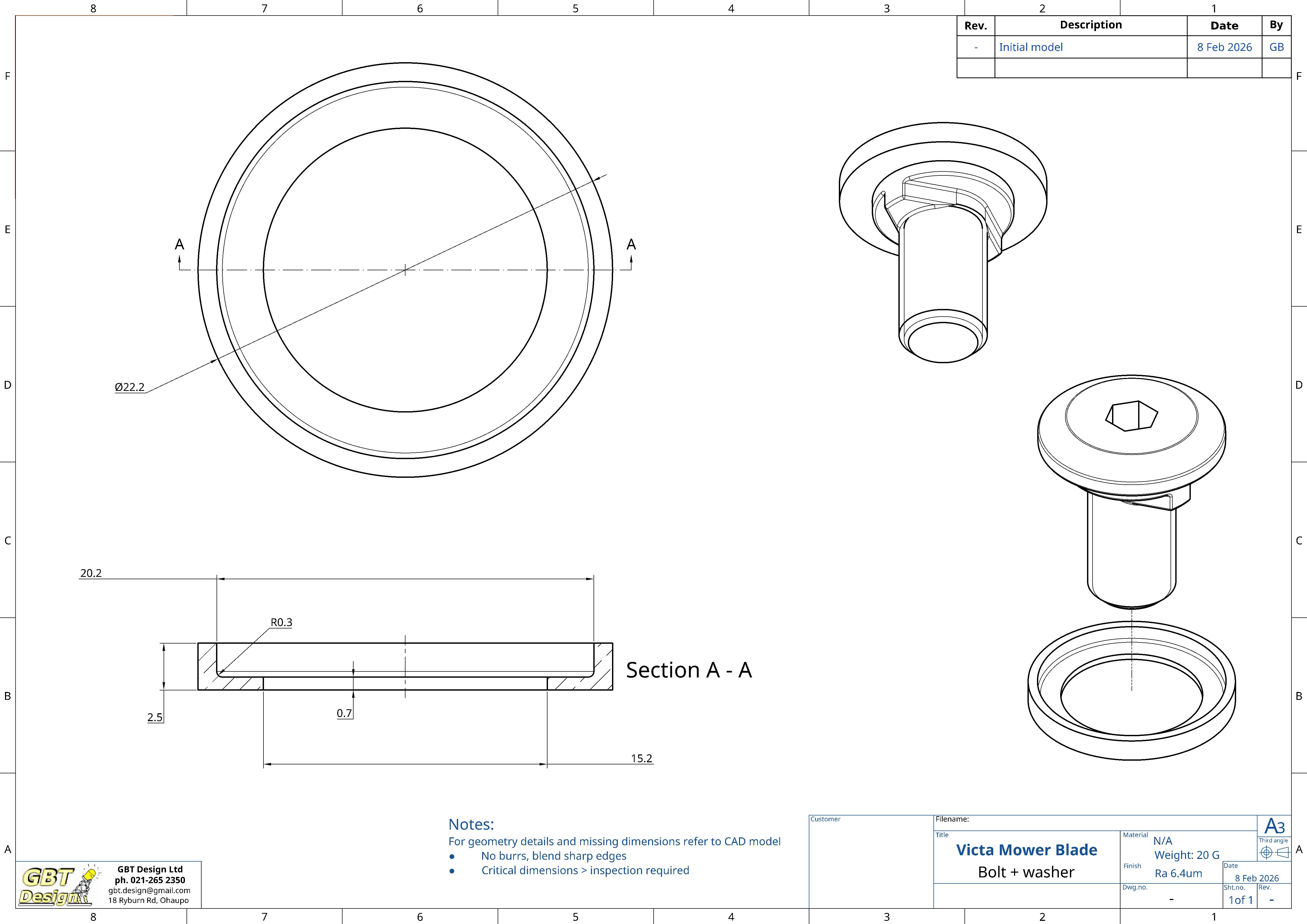 Victa 割草机 - 螺栓 + 清洗